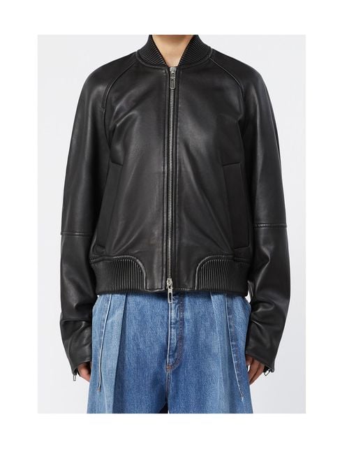 Sportmax Black Long-Sleeve Leather Jacket