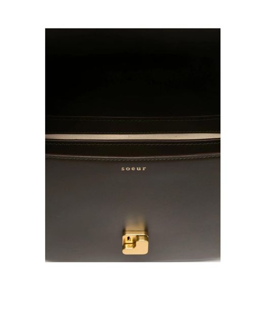 Soeur Black Flap Shoulder Bag