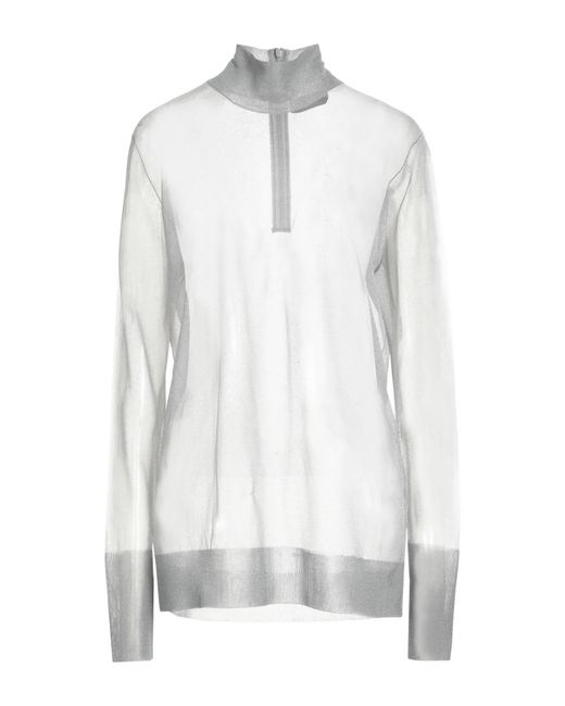 Dolce & Gabbana White Solid Color Turtleneck Knit Sweater
