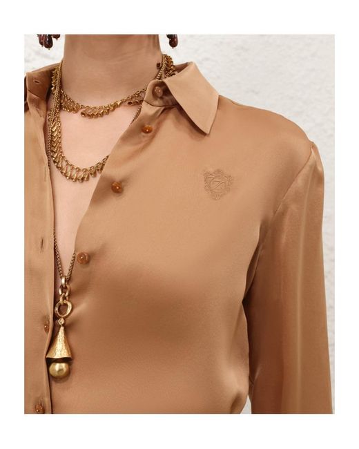 Zimmermann Brown Hypnotic Satin Shirt
