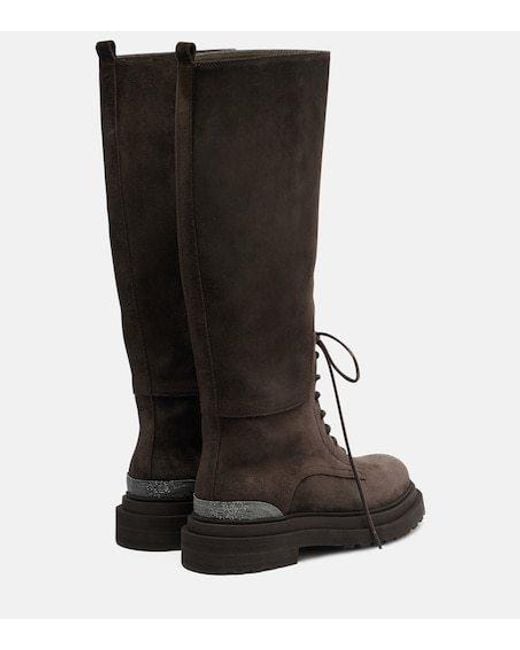 Brunello Cucinelli Black Monili Lace-Up Boots