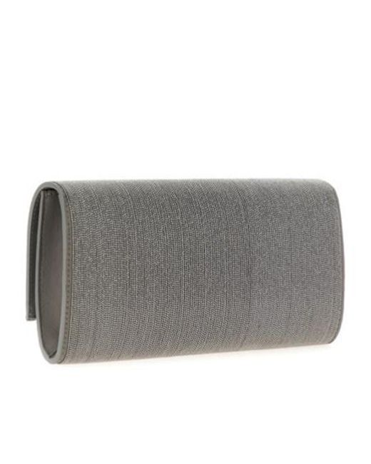 Brunello Cucinelli Gray Precious Monili Chain Foldover Top Clutch Bag