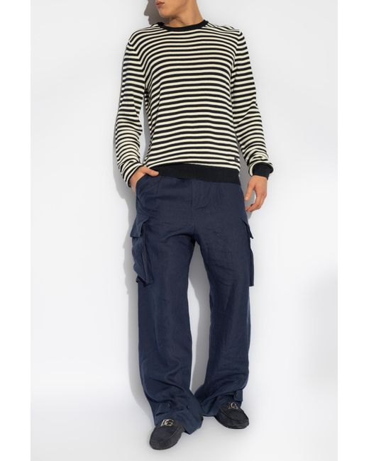 Dolce & Gabbana Multicolor Logo-Embroidered Striped Knitted Jumper for men
