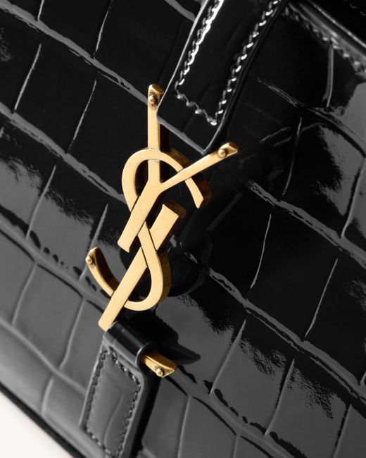 Saint Laurent Black Le 5 À 7 Embossed Shoulder Bag