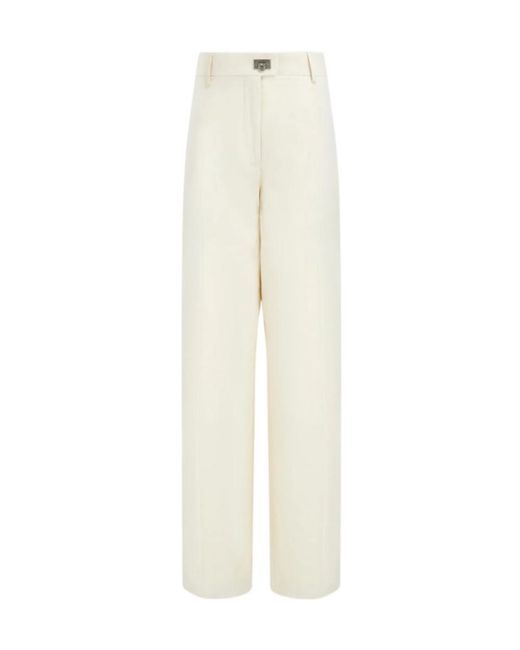 Ferragamo White Ferragamo Wide-Leg Tailored Trousers