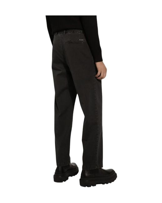 Dolce & Gabbana Black Logo Patch Straight Leg Trousers for men