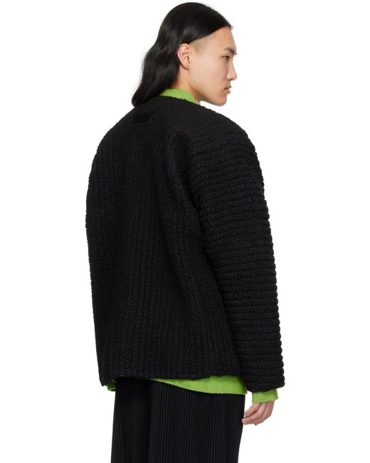 Issey Miyake Black Pleated Fleece-Texture Jacket for men