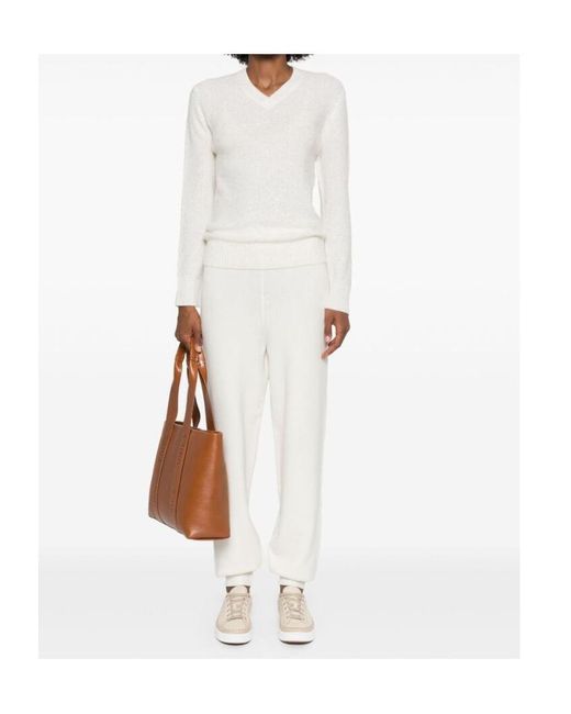 Fabiana Filippi White Sequin Embellished V-Neck Jumper