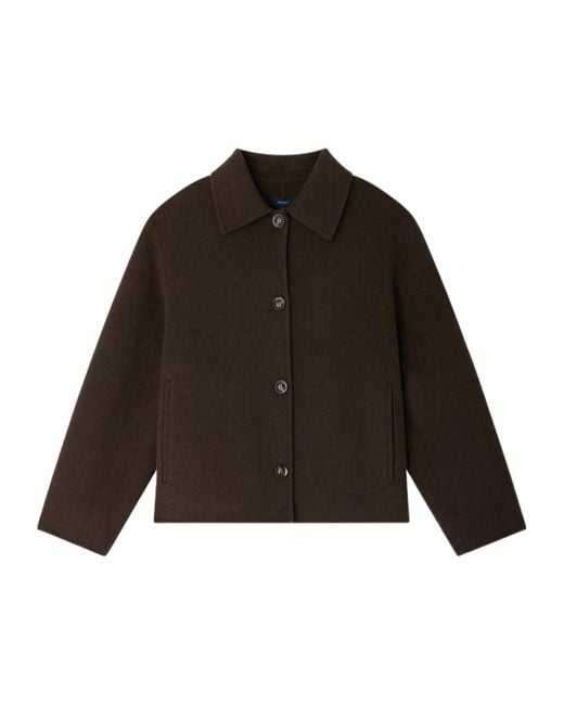 Soeur Brown Short Double-Faced Wool Coat