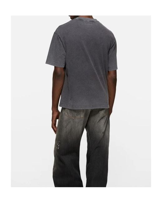 Acne Gray Glitter Graphic T-Shirt for men