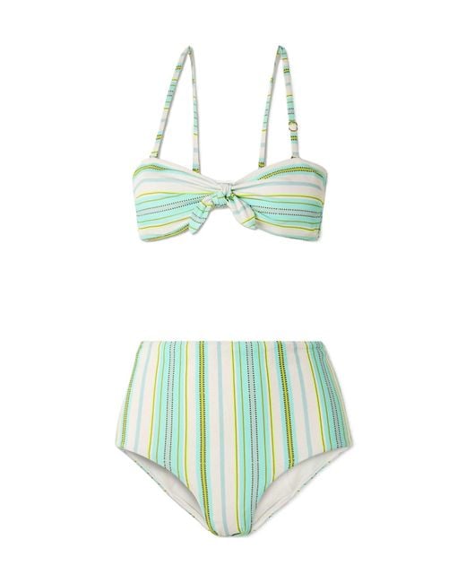 Lemlem Green Printed Ribbed Recycled Bikini