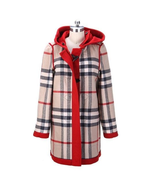 Burberry Red Hooded Long-Sleeved Coat
