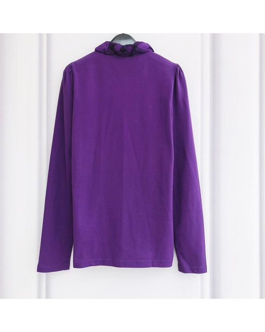 Burberry Purple Logo Long-Sleeved Polo Shirt