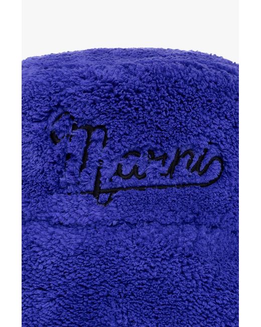 Marni Blue Shearling Bucket Hat
