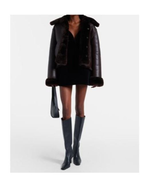 David Koma Black Reversible Shearling And Leather Jacket