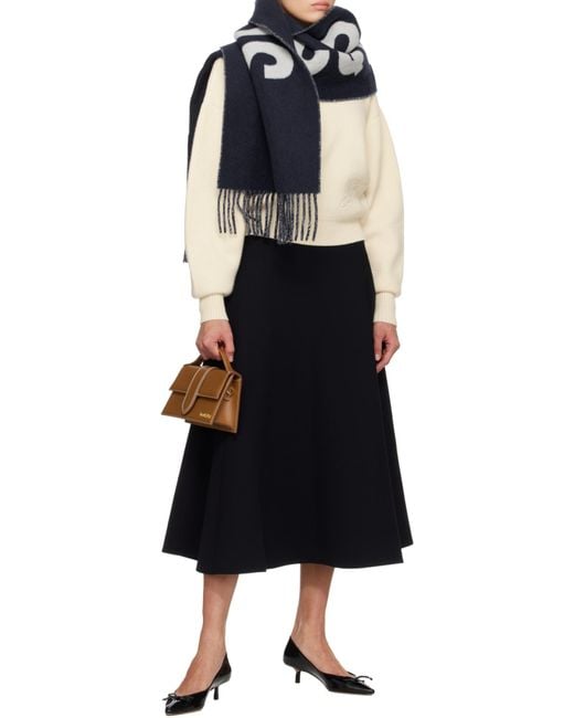 Jacquemus Blue Logo Detailed Fringed Edge Scarf for men