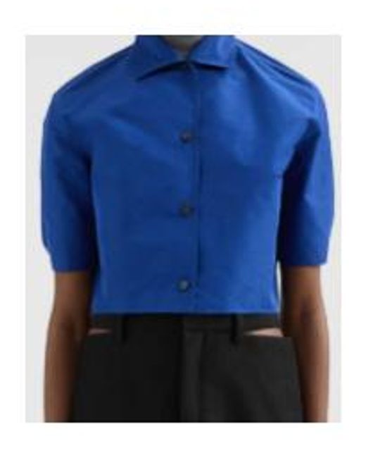 Jil Sander Blue Technical Faille Shirt