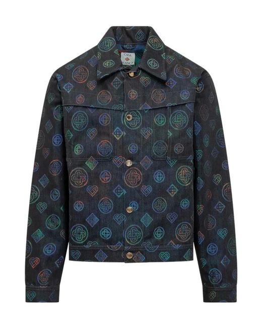 Casablanca Blue Printed Cotton Jacket for men