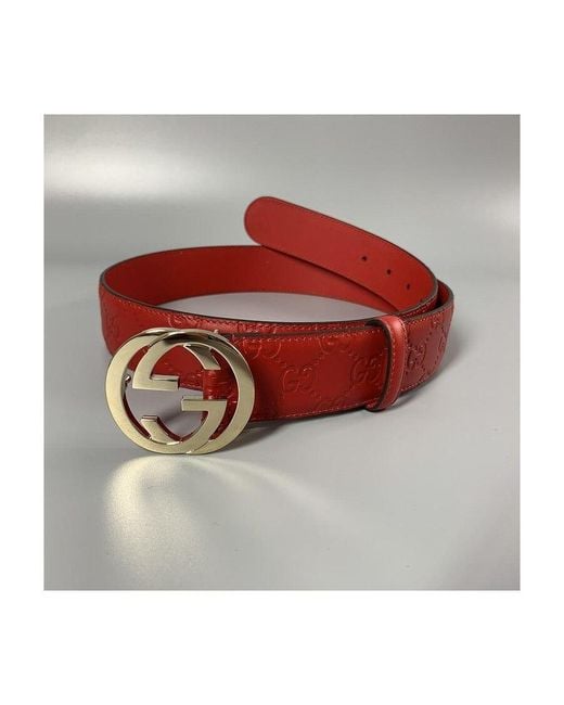 Gucci Red Logo Printed Belt