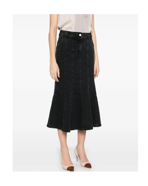 Twinset Black Pleated Denim Skirt