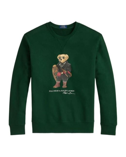 Polo Ralph Lauren Green Polo Bear Printed Crewneck Sweatshirt for men