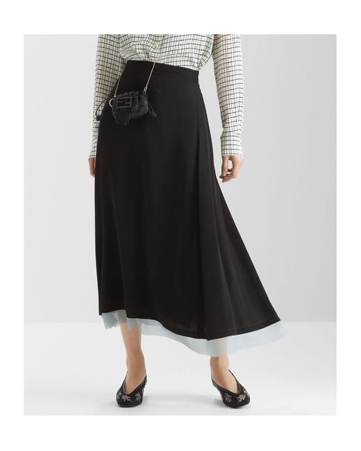 Fendi Black Flared Midi Skirt
