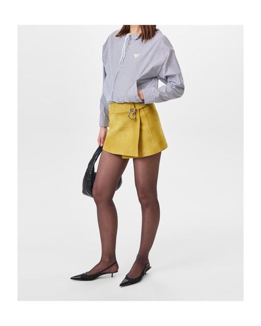 Prada Yellow Suede Mini Skirt