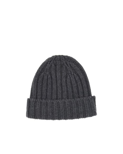 Aspesi Gray Ribbed Beanie Hat