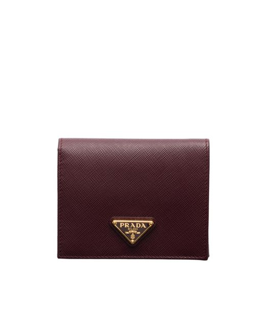 Prada Purple Logo Plaque Bi-Fold Wallet