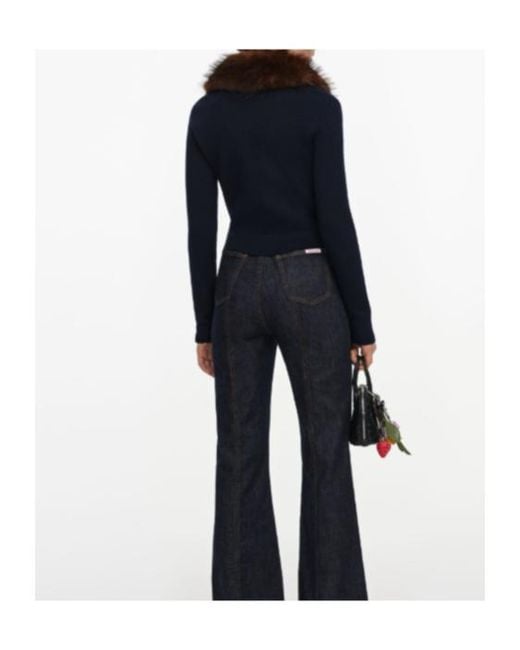 Self-Portrait Black Faux Fur Knit Cardigan