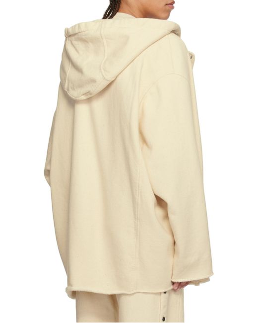 Rick Owens Natural Drawstring Zip-Up Hoodie for men