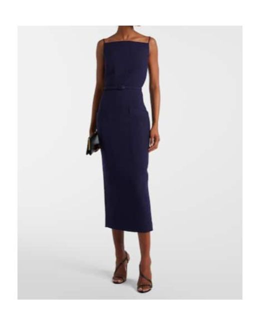 Roland Mouret Blue Belted Crêpe Midi Dress