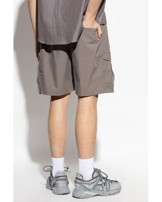 Represent Gray Elastic Waist Cargo Shorts for men