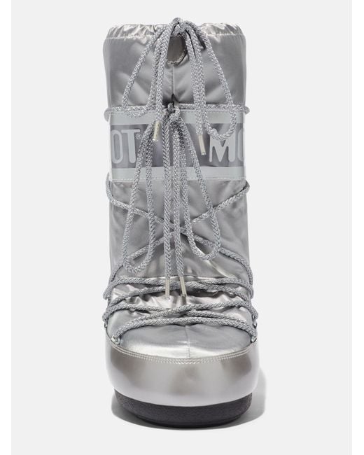 Moon Boot Gray Icon Gloss Flat Boots