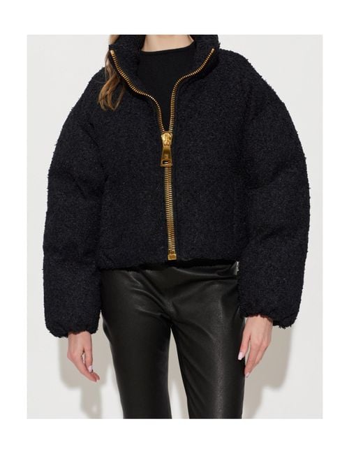 Balmain Blue Cropped Quilted Jacket