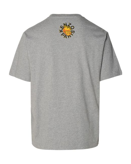KENZO Gray Maxi Logo Printed Crewneck T-Shirt for men