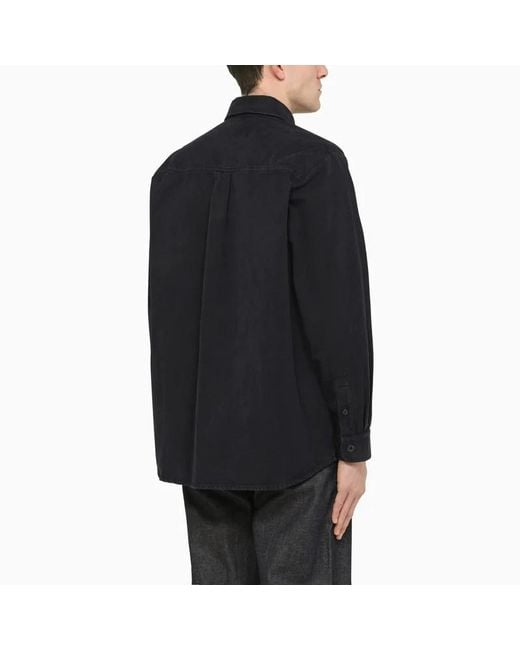 A.P.C. Blue Logo-Patch Buttoned Shirt Jacket for men