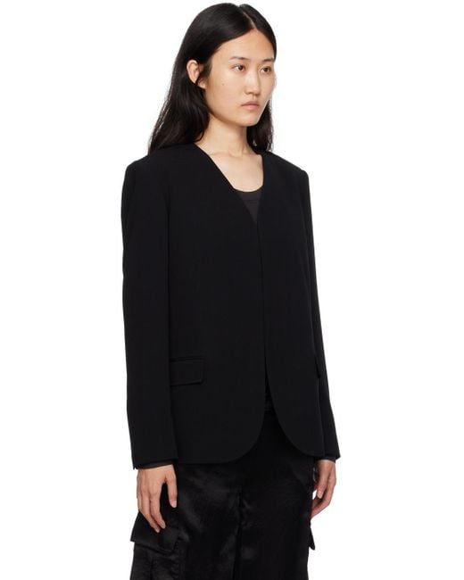 Theory Black Collarless Suit Jacket