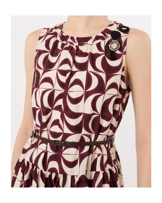 Max Mara Red Round Neck Sleeveless Dress