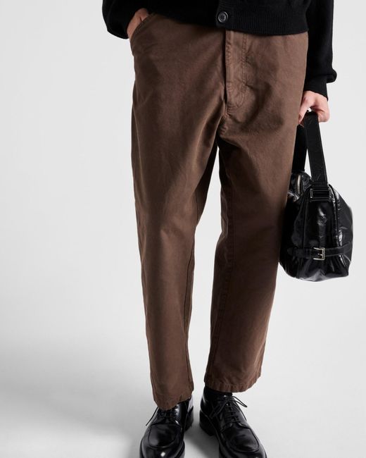 Prada Brown Triangle-Logo Wide-Leg Jeans for men