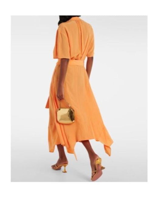 Stella McCartney Orange Iconic Silk Crêpe De Chine Midi Dress
