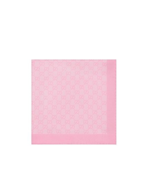 Gucci Pink Printed Silk Twill Carré