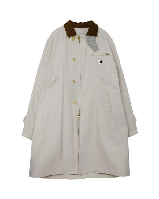 Carhartt Gray X Sacai Logo Trench Coat for men