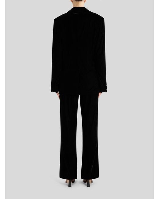 Etro Black Single-Breasted Velvet Blazer