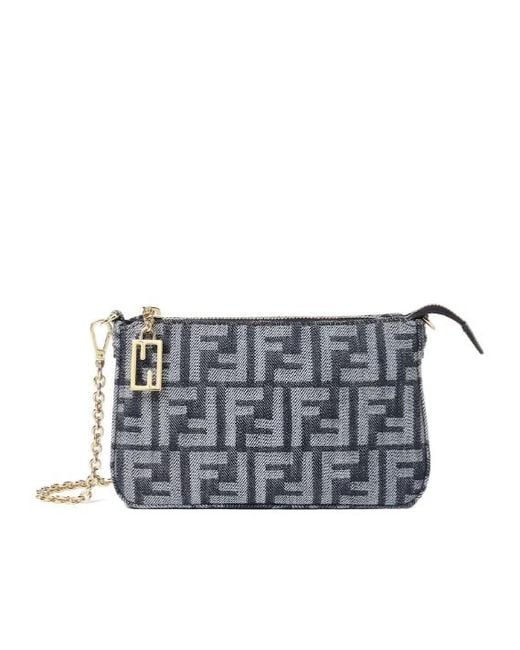 Fendi Blue Ff Fabric Baguette Pouch