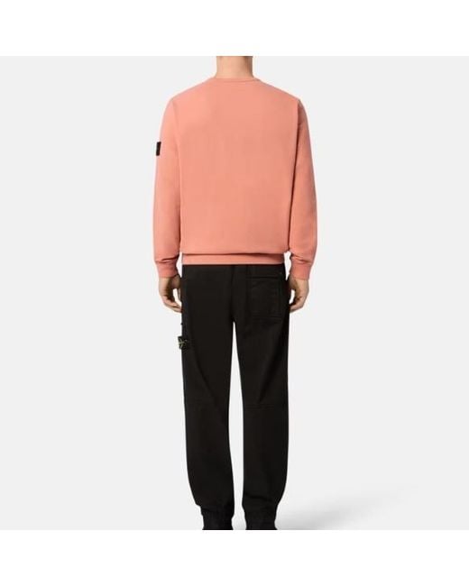 Stone Island Pink Compass-Patch Crewneck Sweatshirt for men