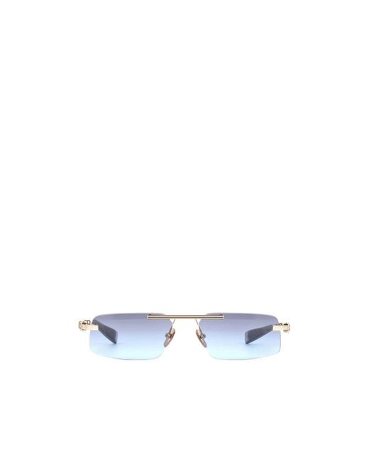 Balmain White Geometric-Frame Sunglasses for men