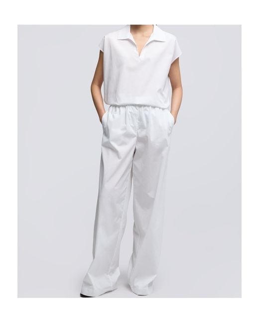 Aspesi White Elastic-Waist Wide-Leg Pants