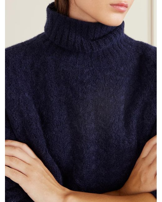 The Elder Statesman Blue Cable Knit Blend Turtleneck Sweater