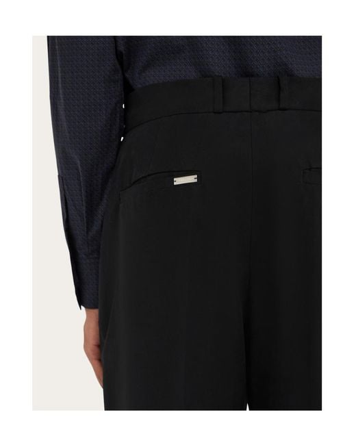 Ferragamo Black Cotton Canvas Pants for men
